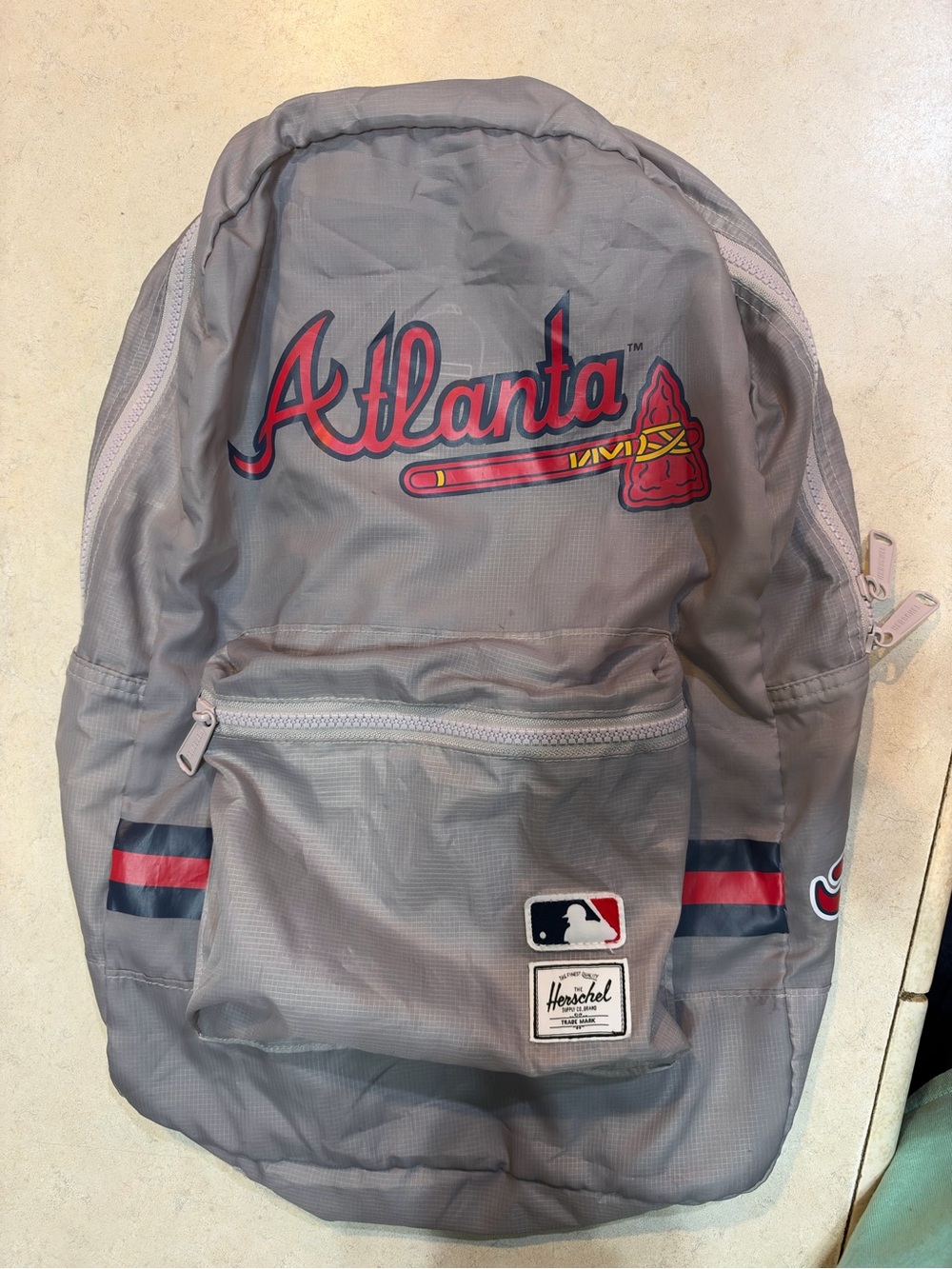 Herschel Supply Company Gray Atlanta Logo Backpack with Red Accents